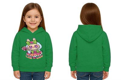 Unisex Baskılı Çocuk Swaetshirt Labubu Baskılı Kapüşonlu 3 İplik Şardonlu