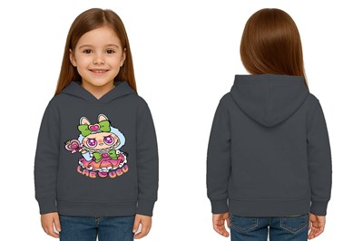 Unisex Baskılı Çocuk Swaetshirt Labubu Baskılı Kapüşonlu 3 İplik Şardonlu