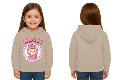 Unisex Baskılı Çocuk Swaetshirt Labubu Baskılı Kapüşonlu 3 İplik Şardonlu