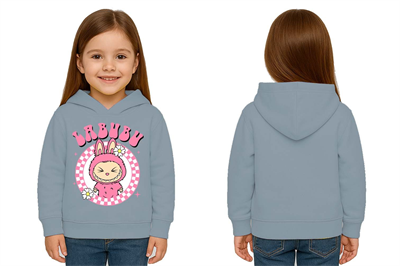 Unisex Baskılı Çocuk Swaetshirt Labubu Baskılı Kapüşonlu 3 İplik Şardonlu