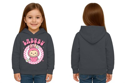 Unisex Baskılı Çocuk Swaetshirt Labubu Baskılı Kapüşonlu 3 İplik Şardonlu