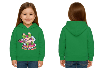 Unisex Baskılı Çocuk Swaetshirt Labubu Baskılı Kapüşonlu 3 İplik Şardonlu