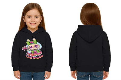 Unisex Baskılı Çocuk Swaetshirt Labubu Baskılı Kapüşonlu 3 İplik Şardonlu
