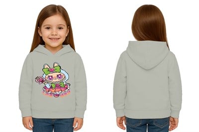 Unisex Baskılı Çocuk Swaetshirt Labubu Baskılı Kapüşonlu 3 İplik Şardonlu