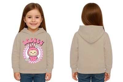 Unisex Baskılı Çocuk Swaetshirt Labubu Baskılı Kapüşonlu 3 İplik Şardonlu
