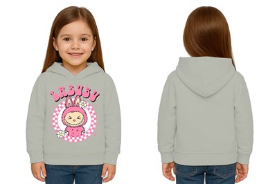 Unisex Baskılı Çocuk Swaetshirt Labubu Baskılı Kapüşonlu 3 İplik Şardonlu