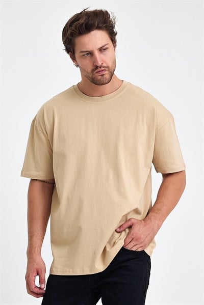Unısex Baskısız Oversize Büyük T-shirt Pamuklu Penye Kumaş