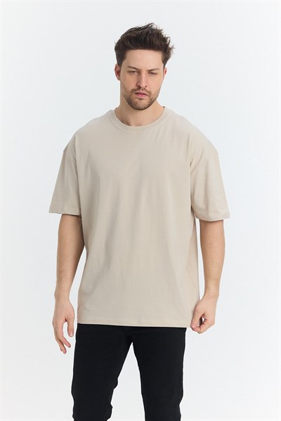 Unısex Baskısız Oversize Büyük T-shirt Pamuklu Penye Kumaş