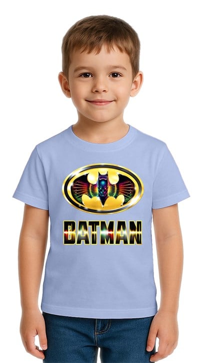 Unisex Batman baskılı Çocuk Tişört pamuklu penye kumaş