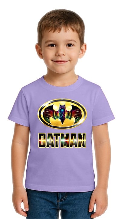 Unisex Batman baskılı Çocuk Tişört pamuklu penye kumaş