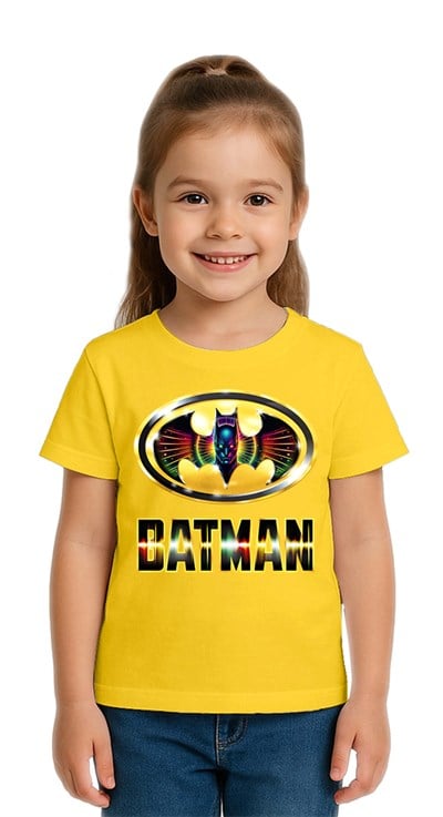 Unisex Batman baskılı Çocuk Tişört pamuklu penye kumaş