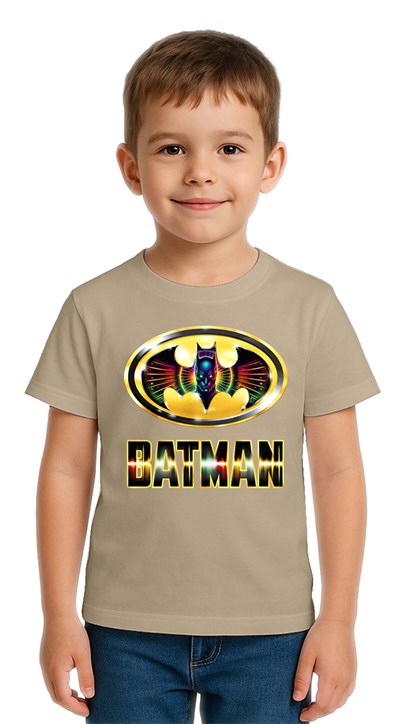 Unisex Batman baskılı Çocuk Tişört pamuklu penye kumaş