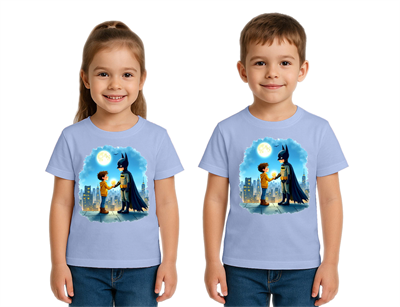 Unisex Batman baskılı Çocuk Tişört pamuklu penye kumaş