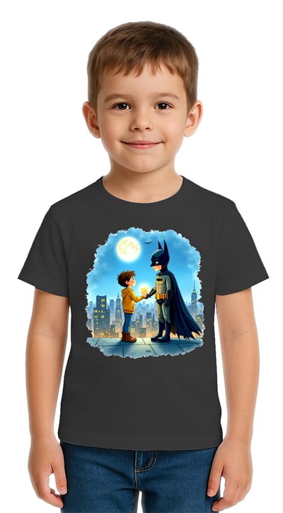 Unisex Batman baskılı Çocuk Tişört pamuklu penye kumaş
