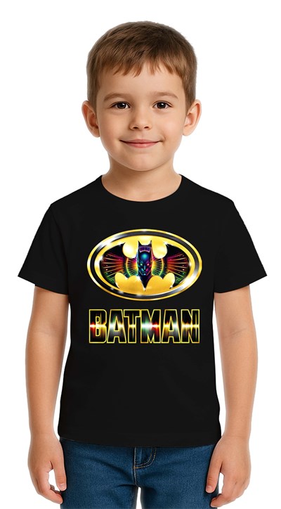 Unisex Batman baskılı Çocuk Tişört pamuklu penye kumaş