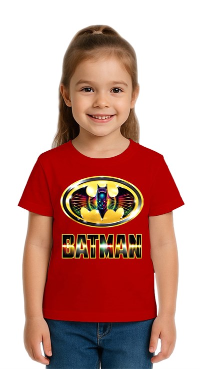 Unisex Batman baskılı Çocuk Tişört pamuklu penye kumaş