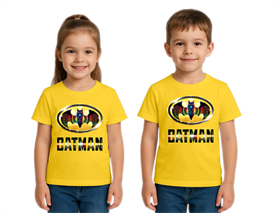 Unisex Batman baskılı Çocuk Tişört pamuklu penye kumaş