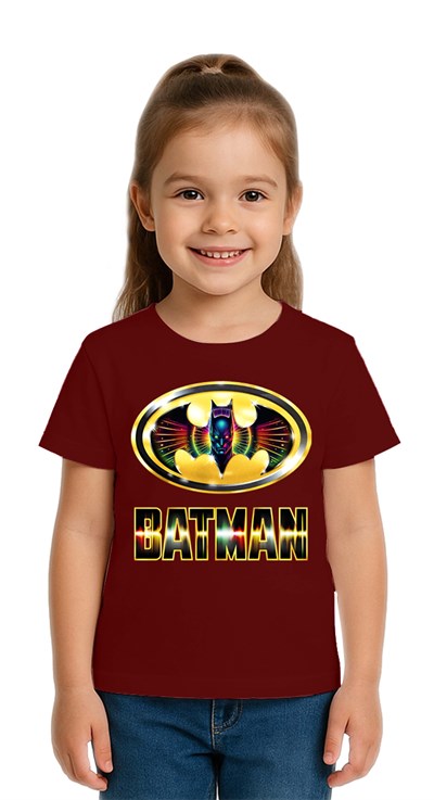 Unisex Batman baskılı Çocuk Tişört pamuklu penye kumaş
