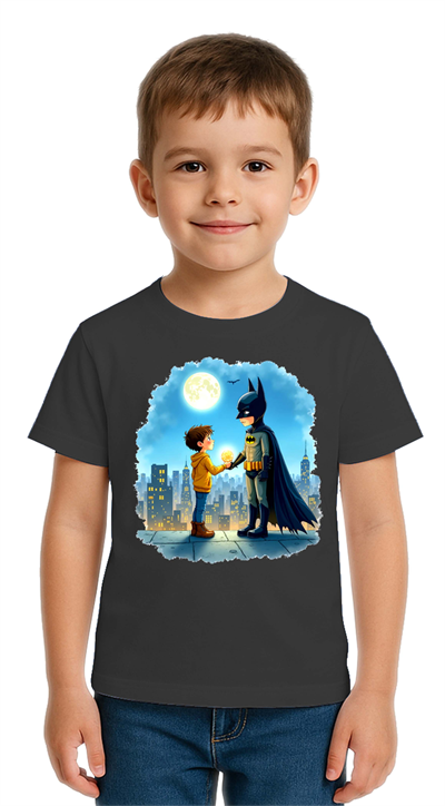 Unisex Batman baskılı Çocuk Tişört pamuklu penye kumaş