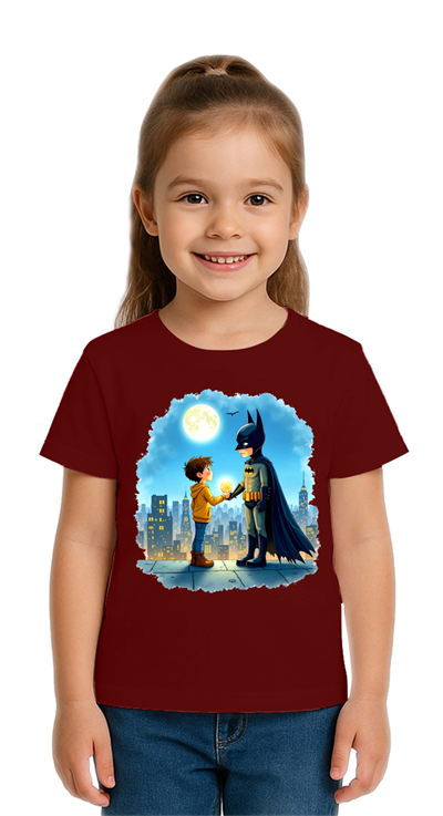 Unisex Batman baskılı Çocuk Tişört pamuklu penye kumaş
