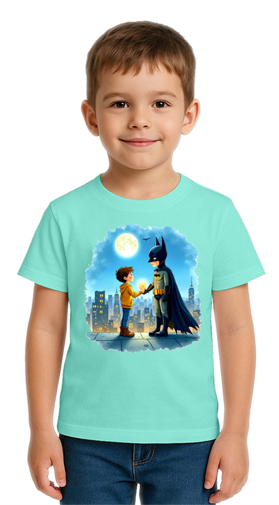 Unisex Batman baskılı Çocuk Tişört pamuklu penye kumaş