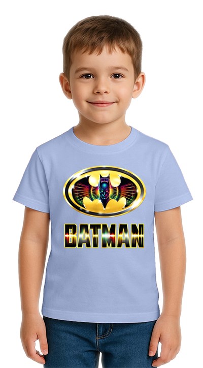Unisex Batman baskılı Çocuk Tişört pamuklu penye kumaş