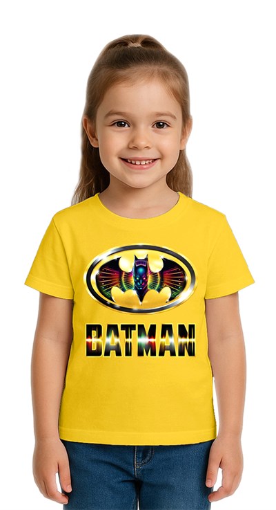 Unisex Batman baskılı Çocuk Tişört pamuklu penye kumaş