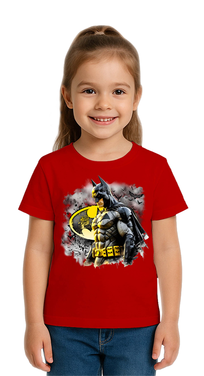 Unisex Batman baskılı Çocuk Tişört pamuklu penye kumaş