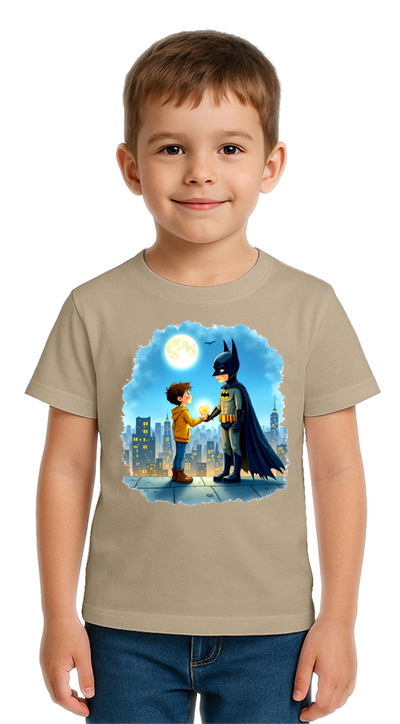 Unisex Batman baskılı Çocuk Tişört pamuklu penye kumaş