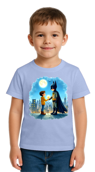 Unisex Batman baskılı Çocuk Tişört pamuklu penye kumaş