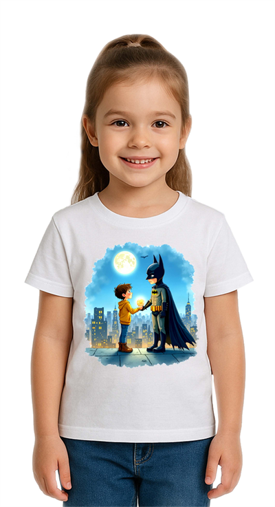 Unisex Batman baskılı Çocuk Tişört pamuklu penye kumaş