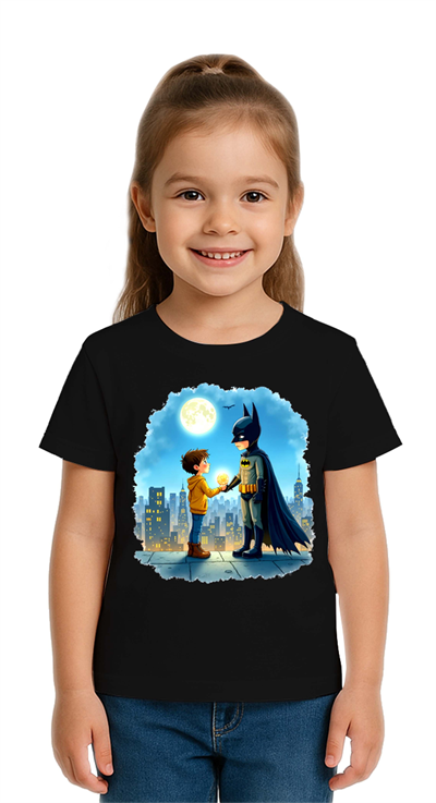Unisex Batman baskılı Çocuk Tişört pamuklu penye kumaş