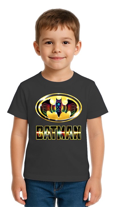 Unisex Batman baskılı Çocuk Tişört pamuklu penye kumaş