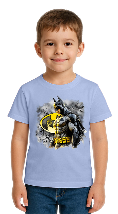 Unisex Batman baskılı Çocuk Tişört pamuklu penye kumaş