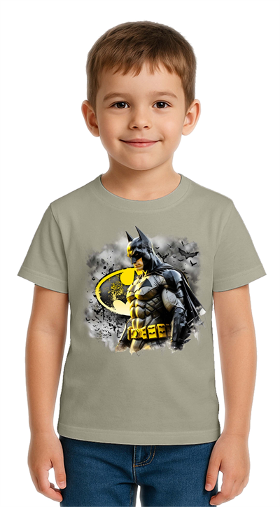 Unisex Batman baskılı Çocuk Tişört pamuklu penye kumaş