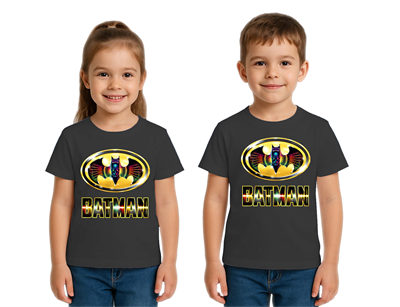 Unisex Batman baskılı Çocuk Tişört pamuklu penye kumaş