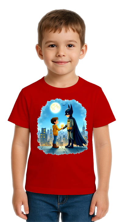 Unisex Batman baskılı Çocuk Tişört pamuklu penye kumaş