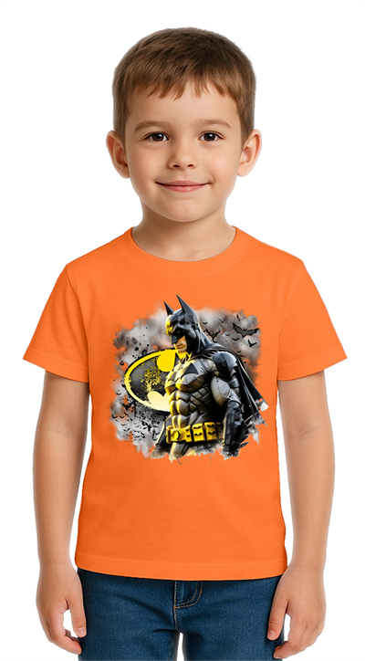 Unisex Batman baskılı Çocuk Tişört pamuklu penye kumaş
