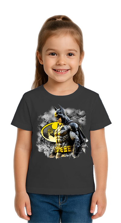 Unisex Batman baskılı Çocuk Tişört pamuklu penye kumaş