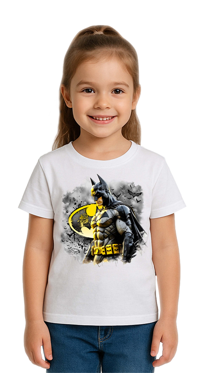 Unisex Batman baskılı Çocuk Tişört pamuklu penye kumaş