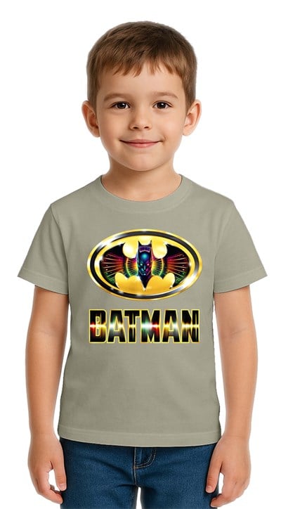 Unisex Batman baskılı Çocuk Tişört pamuklu penye kumaş