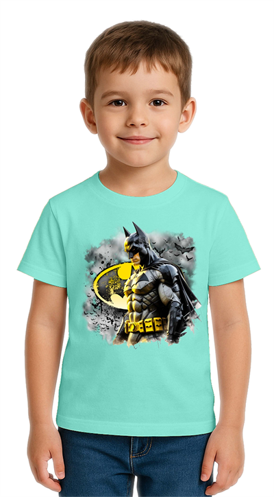 Unisex Batman baskılı Çocuk Tişört pamuklu penye kumaş