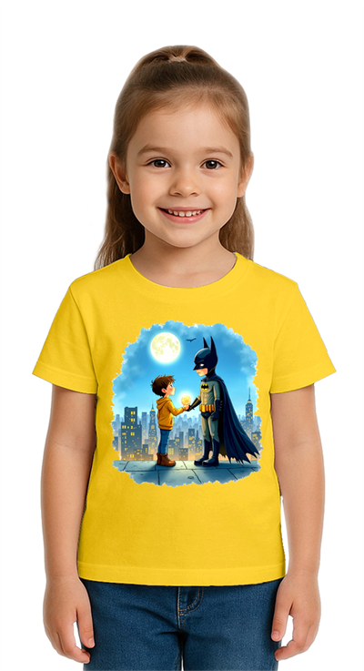 Unisex Batman baskılı Çocuk Tişört pamuklu penye kumaş
