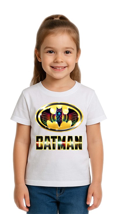 Unisex Batman baskılı Çocuk Tişört pamuklu penye kumaş