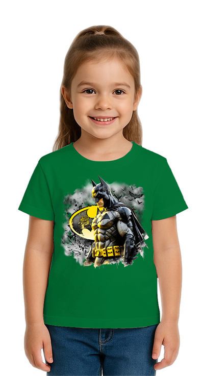 Unisex Batman baskılı Çocuk Tişört pamuklu penye kumaş