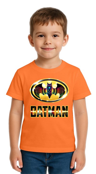 Unisex Batman baskılı Çocuk Tişört pamuklu penye kumaş
