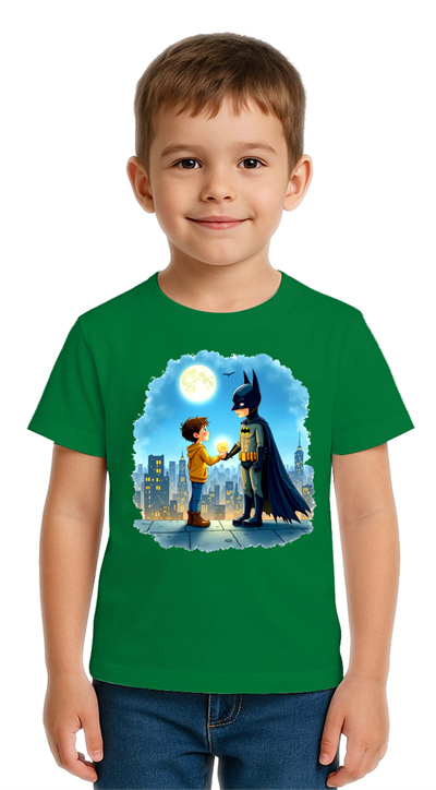 Unisex Batman baskılı Çocuk Tişört pamuklu penye kumaş