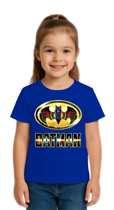 Unisex Batman baskılı Çocuk Tişört pamuklu penye kumaş