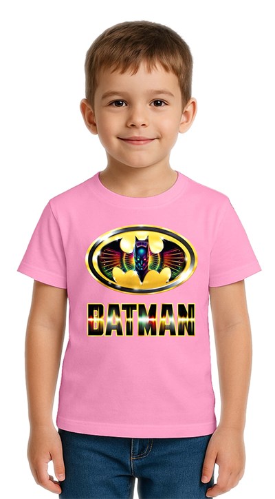 Unisex Batman baskılı Çocuk Tişört pamuklu penye kumaş
