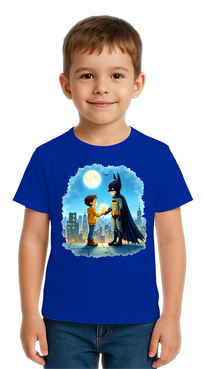 Unisex Batman baskılı Çocuk Tişört pamuklu penye kumaş